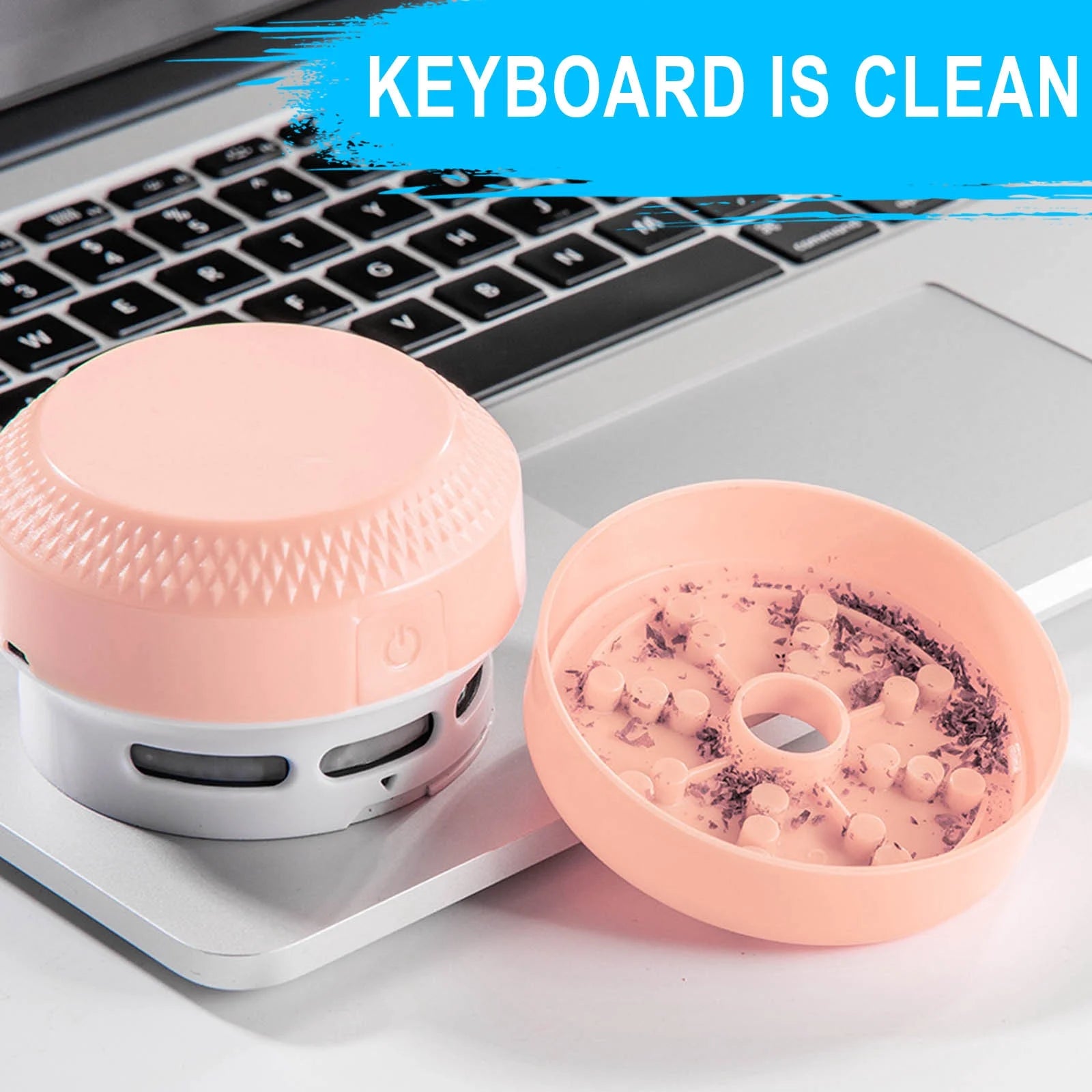 Mini Desktop Vacuum Cleaner – Portable Rubber & Confetti Keyboard Cleaner & Automatic Collector