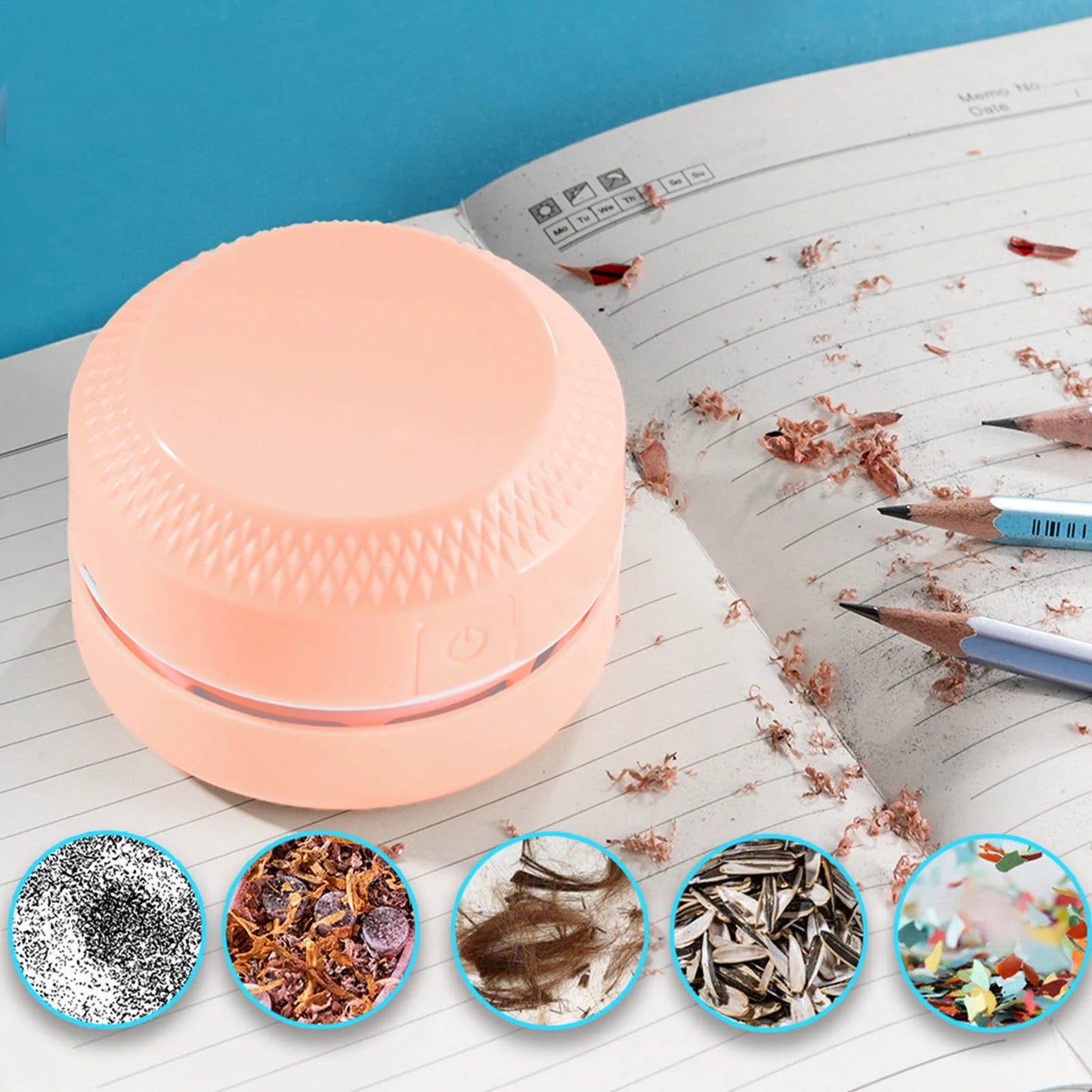 Mini Desktop Vacuum Cleaner – Portable Rubber & Confetti Keyboard Cleaner & Automatic Collector