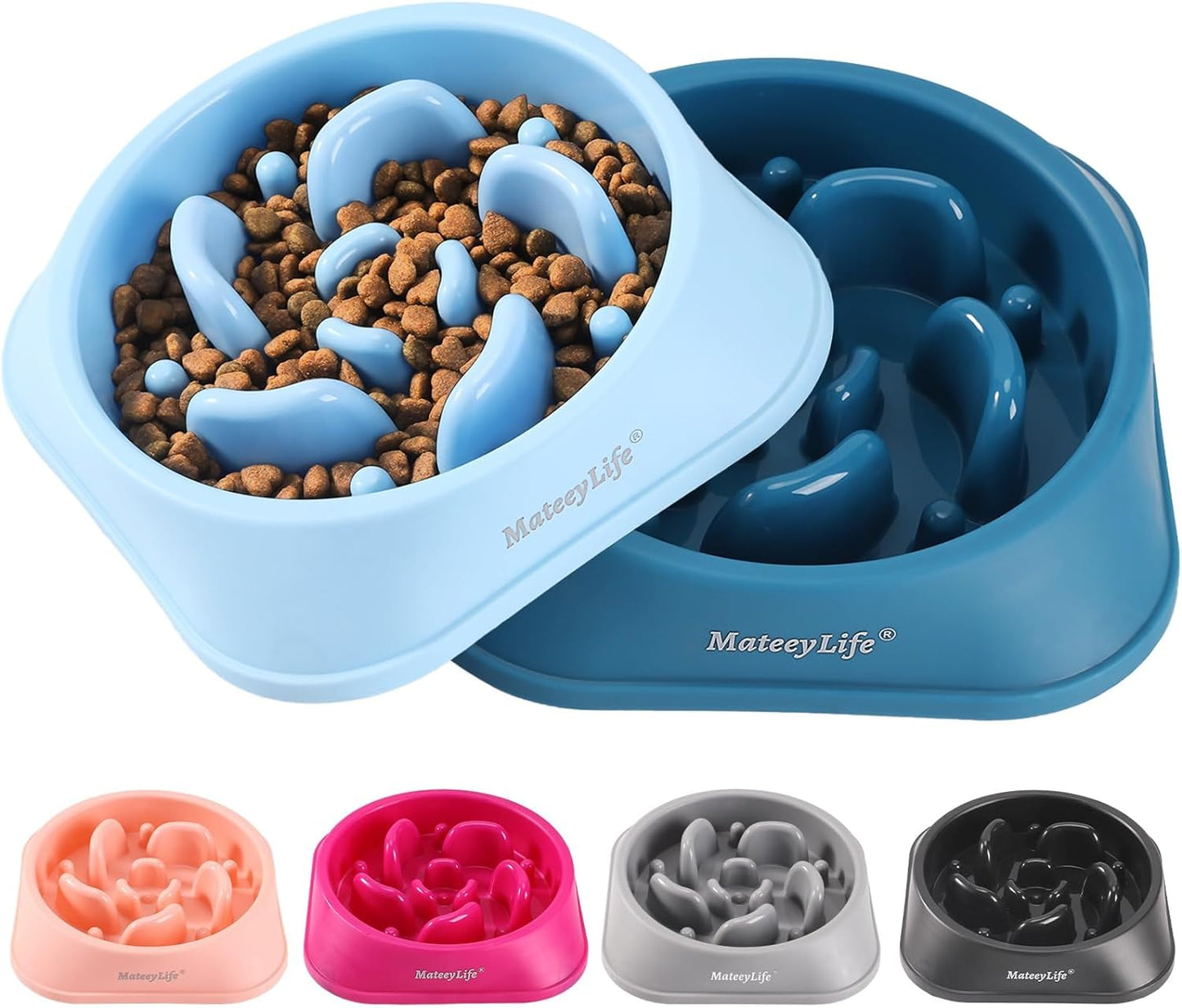 "2-Pack Slow Feeder Dog Bowls – Anti-Choke & Anti-Slip Design for Healthy Eating"